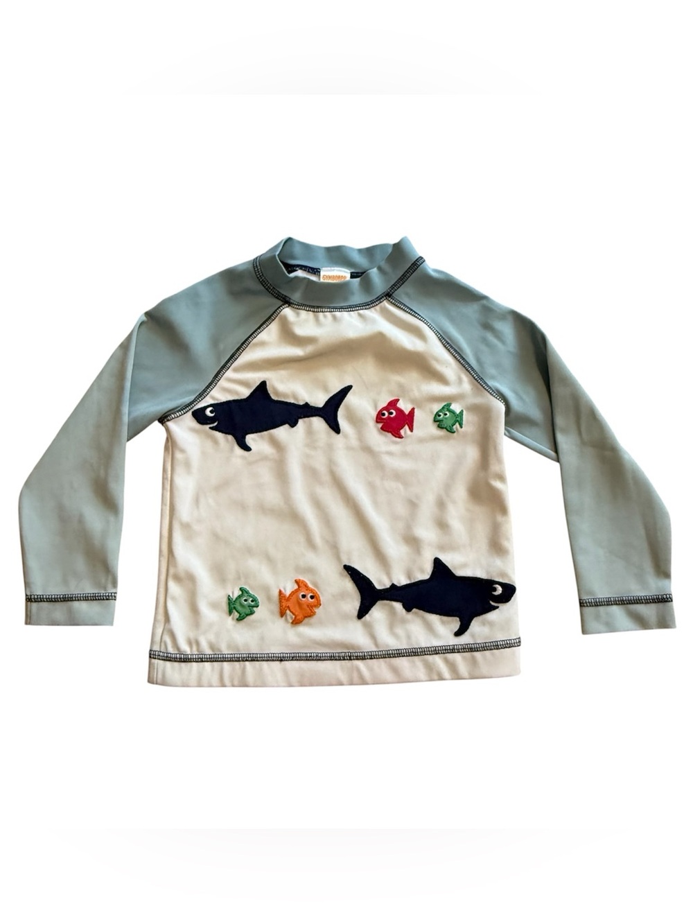 Gymboree Shark Rash Guard Swim Shirt 2T Blue White Shark Fish Print